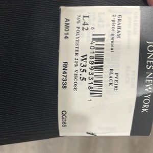 Men’s Black Suit - Jones NY. New with tags. Size 42 L - waist 35.5